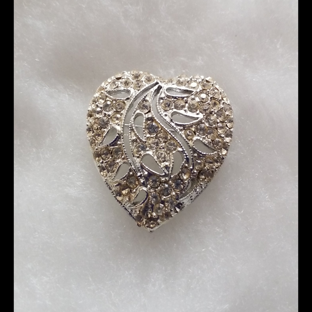 Rhinestone Heart Brooch Pin
